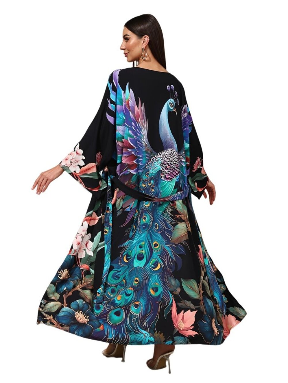 Long Kimonos for Women Beach Cover Up Open Front Lightweight Belted Dress